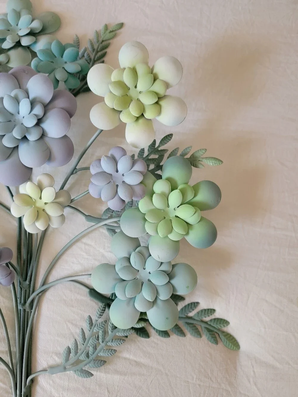 Mint Green Pastel Succulent Metal Floral Bouquet